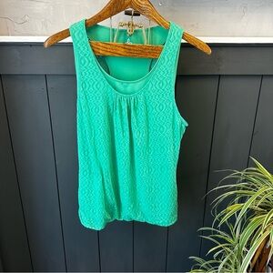 Prana Emerald Green Scoop Neck Layered Tank Top Sz S‎